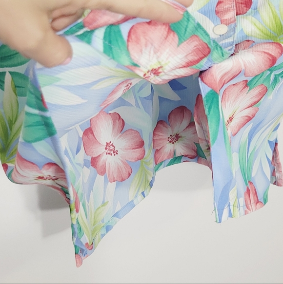 Vintage Alia Tropical Hawaiian Floral Pattern Button Down Blouse Loose Fit Sz 14 - Picture 5 of 9